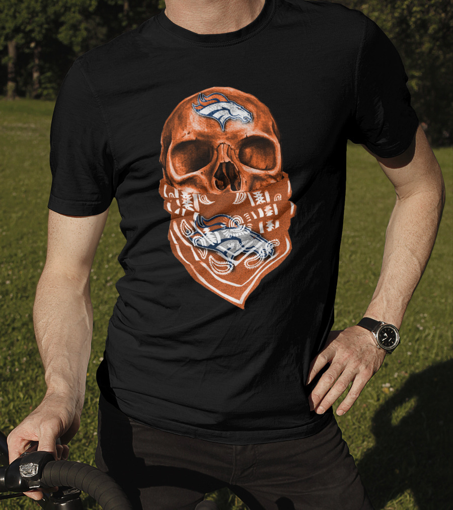 Skull Denver Broncos Bandana T-Shirt
