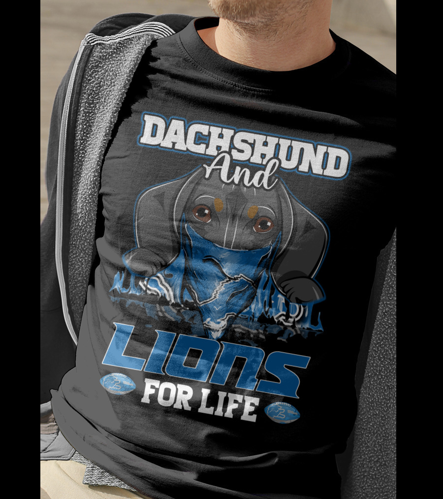 Dachshund And Lions For Life DETROIT LIONS T-Shirt