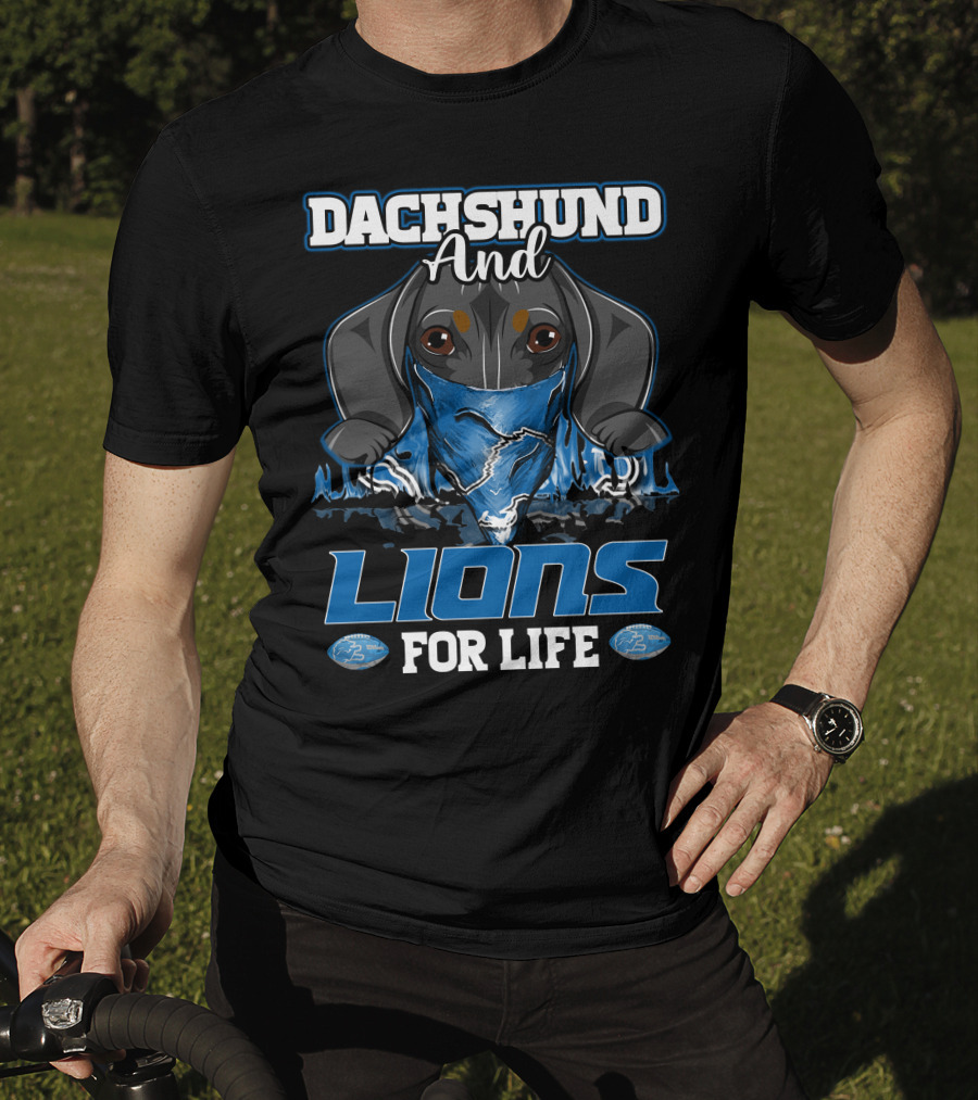 Dachshund And Lions For Life DETROIT LIONS T-Shirt