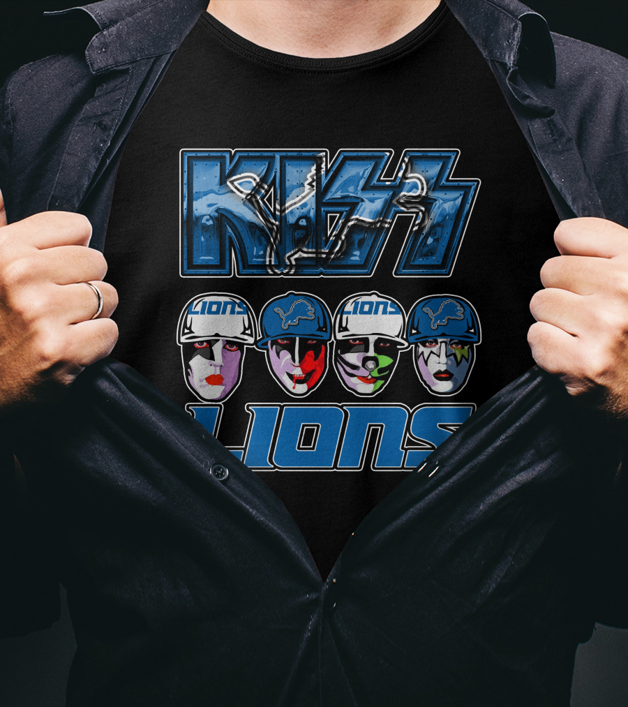 Kiss Detroit Lions Logo Facepaint T-Shirt