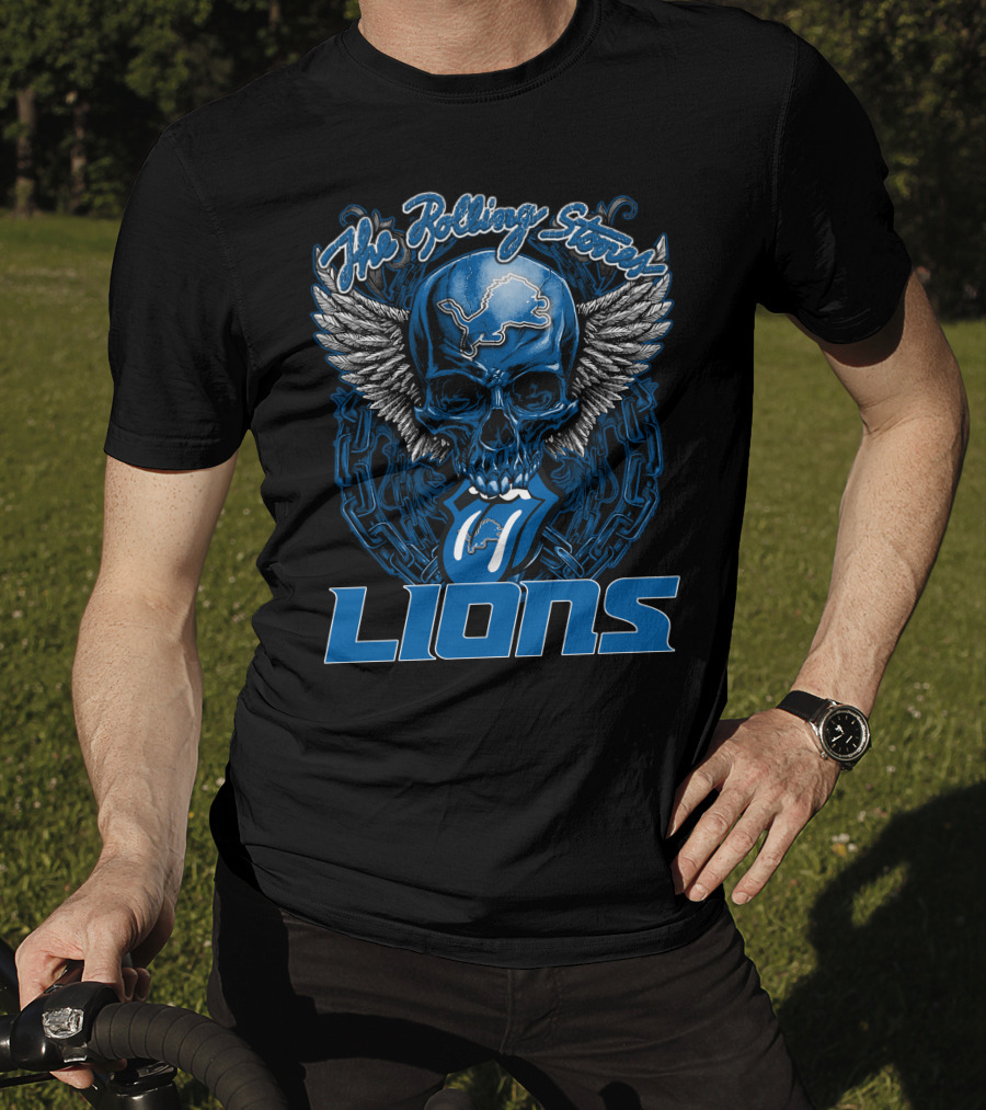 The Rolling Stones Detroit Lions Skull With Wings And Tongue T-Shirt