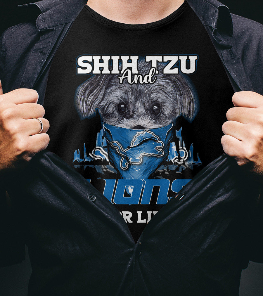 Shih Tzu And Lions For Life Detroit T-Shirt