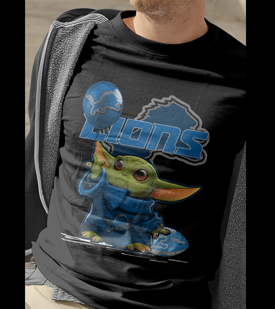 Yoda Detroit Lions Football Balloon T-Shirt