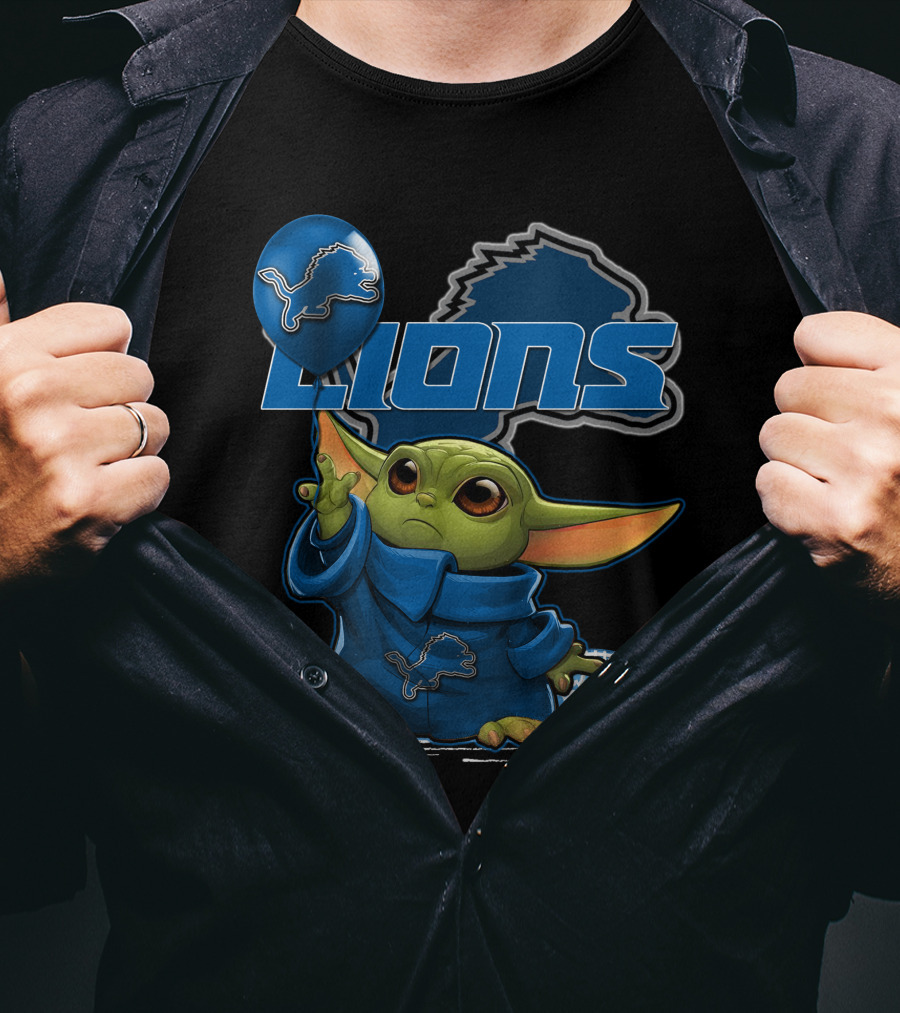 Yoda Detroit Lions Football Balloon T-Shirt