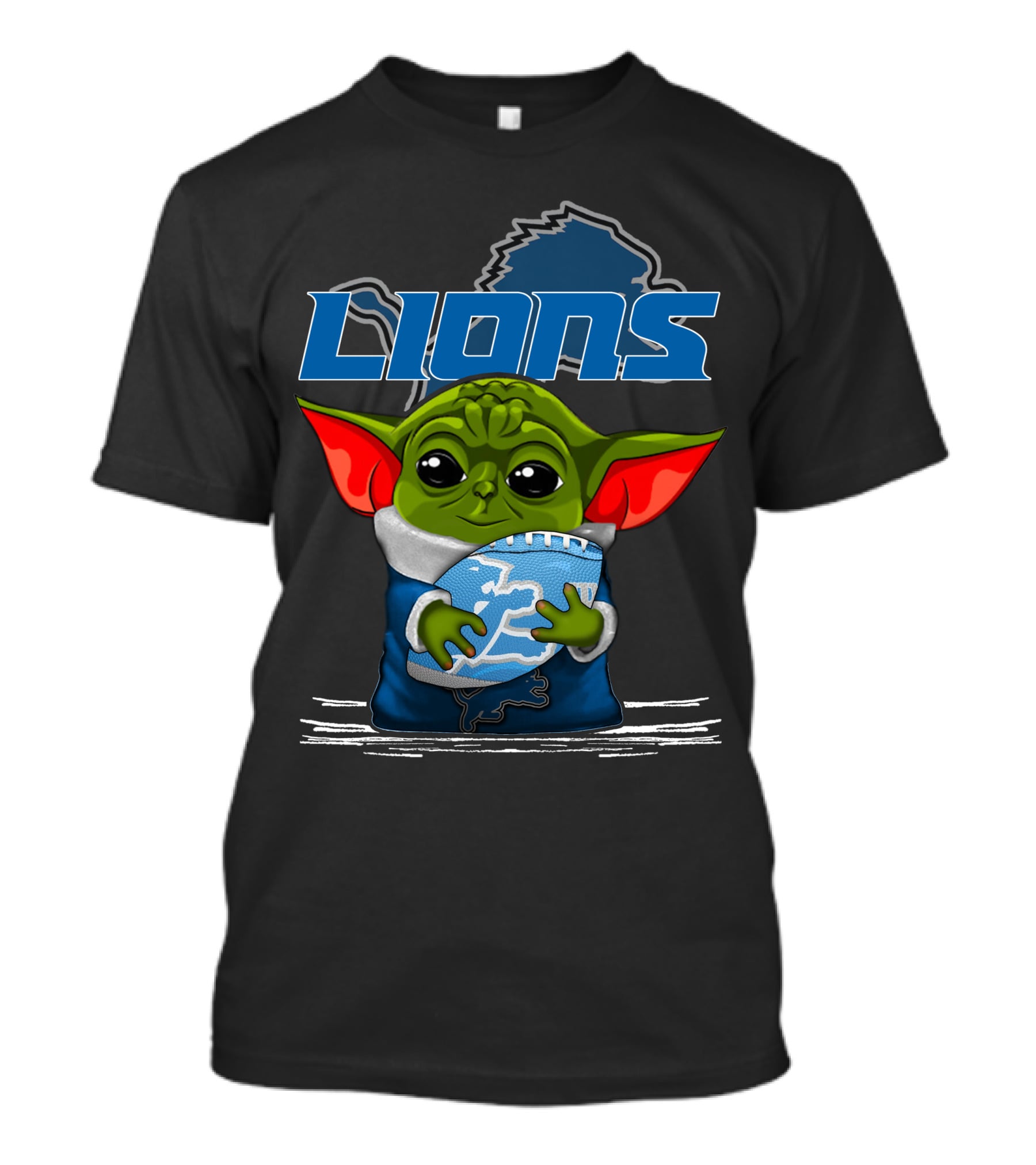 LIONS Yoda Football Fan Art DETROIT Football Team T-Shirt