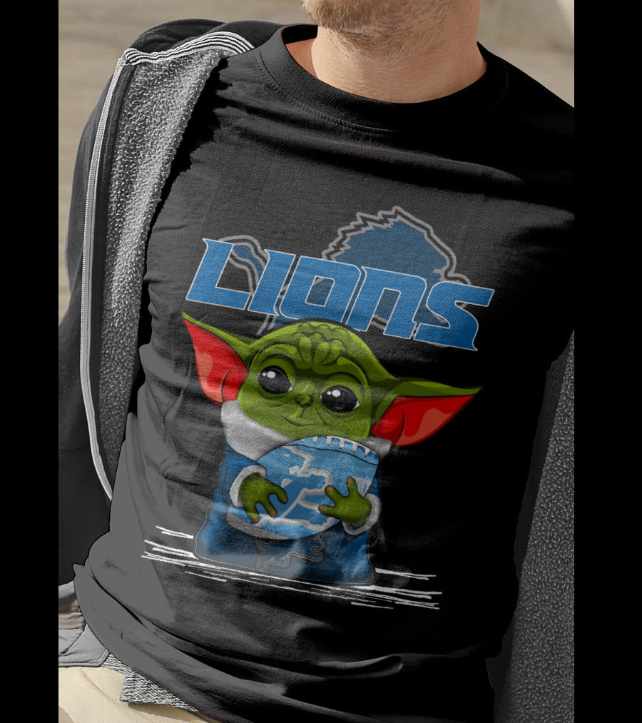 LIONS Yoda Football Fan Art DETROIT Football Team T-Shirt