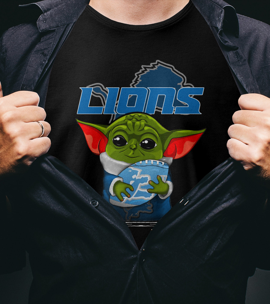 LIONS Yoda Football Fan Art DETROIT Football Team T-Shirt