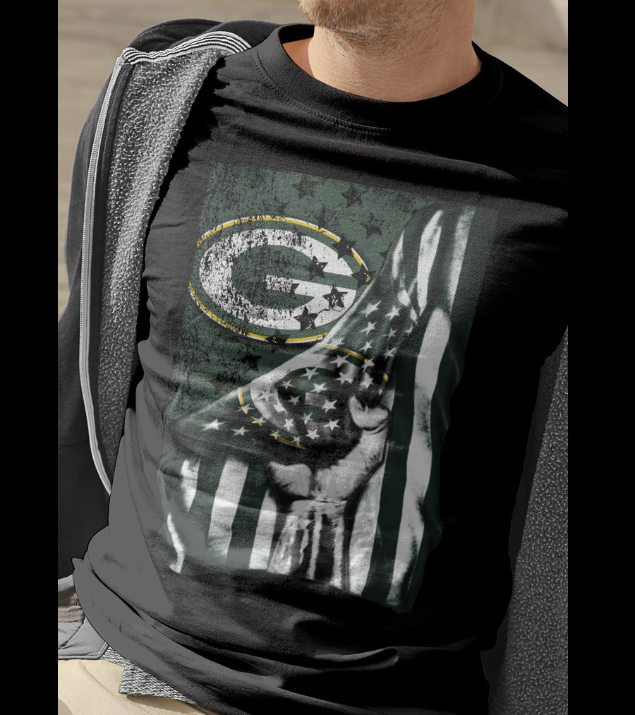 Flag Green Bay Packers Stars And Stripes Fist T-Shirt
