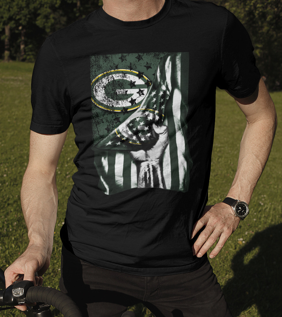 Flag Green Bay Packers Stars And Stripes Fist T-Shirt