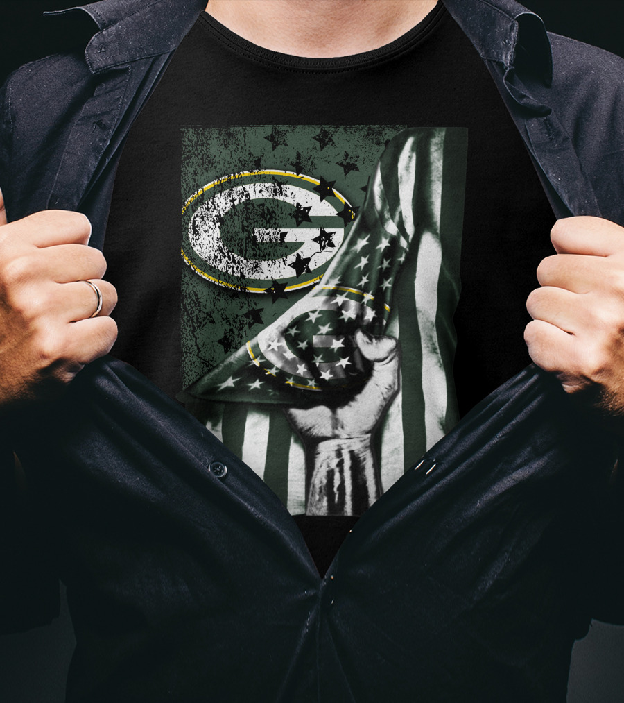 Flag Green Bay Packers Stars And Stripes Fist T-Shirt