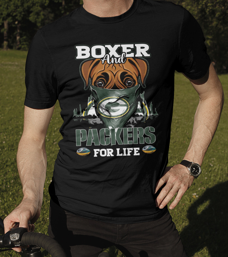 Boxer And Packers For Life Green Bay Packers T-Shirt