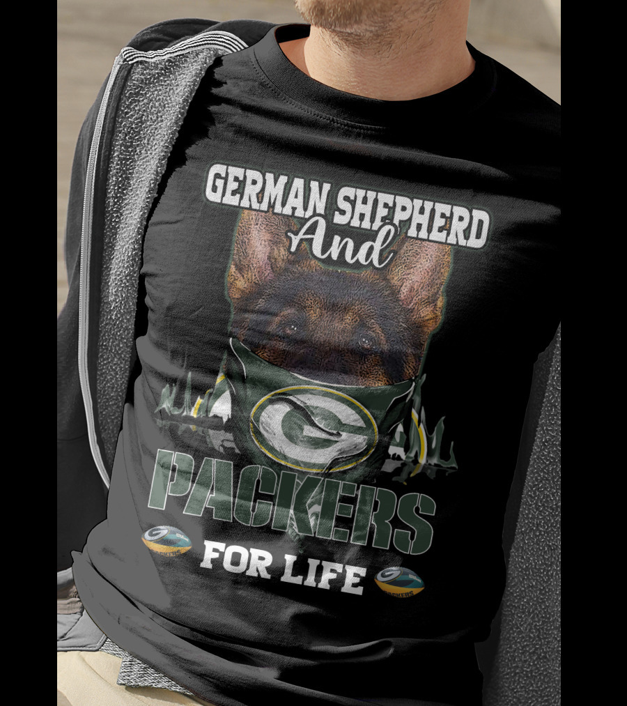 German Shepherd And Packers For Life T-Shirt