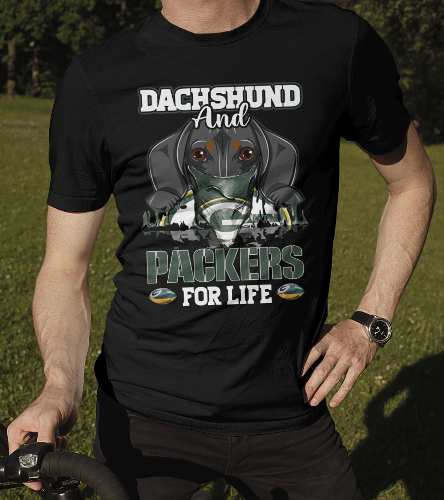 Dachshund And Packers For Life Green Bay Packers T-Shirt