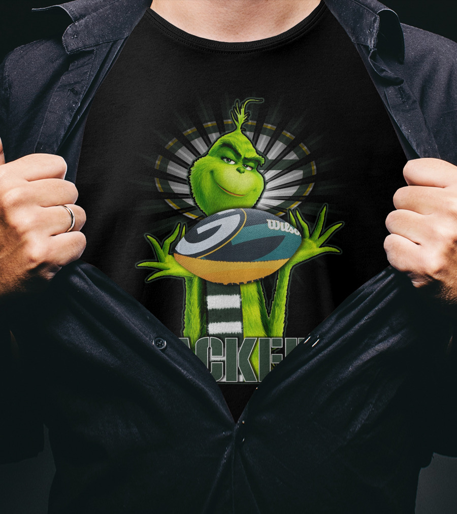 Grinch Holding Wilson Football Packers T-Shirt