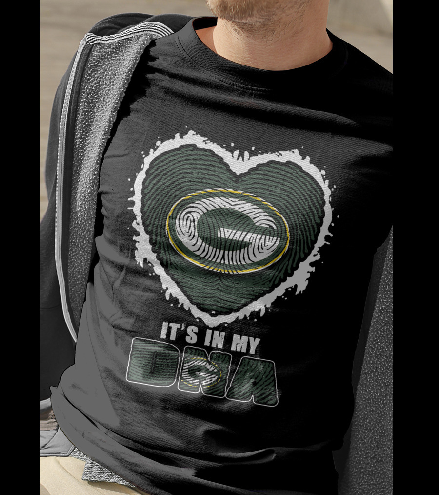 It's In My DNA Green Bay Packers Heart Fingerprint T-Shirt