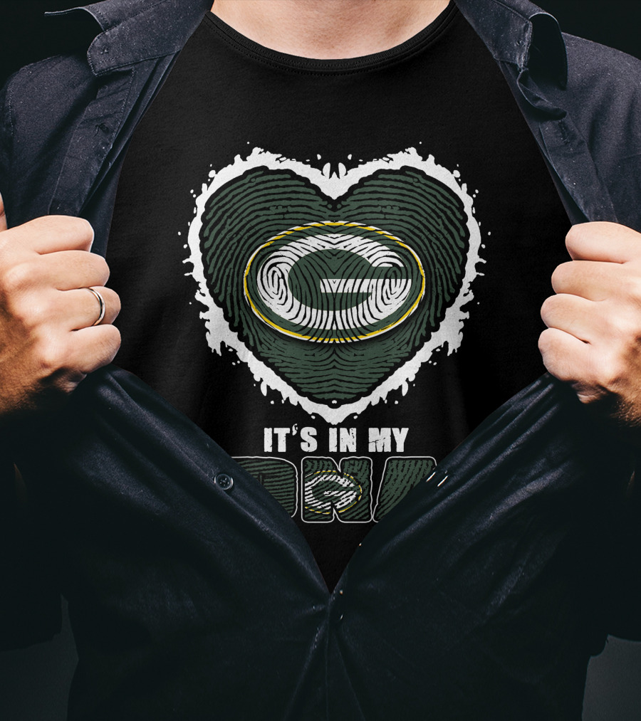 It's In My DNA Green Bay Packers Heart Fingerprint T-Shirt