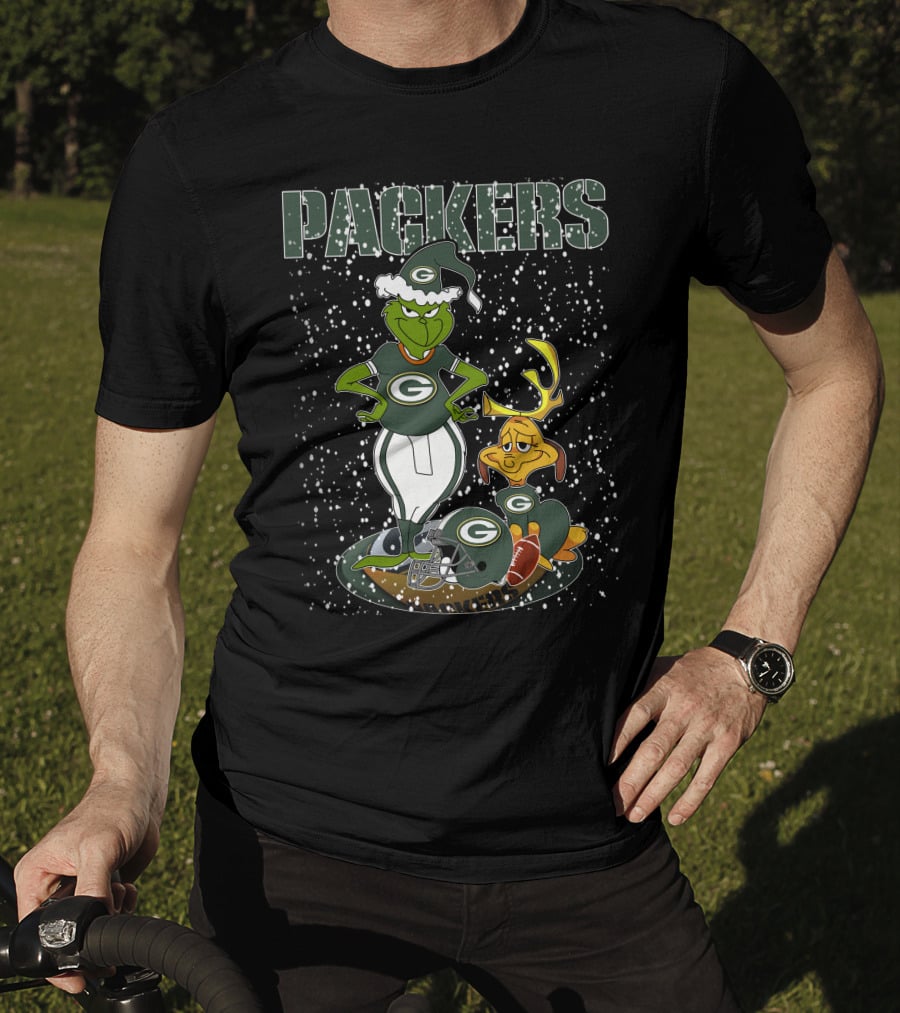 Grinch Packers Christmas Football Green Bay T-Shirt