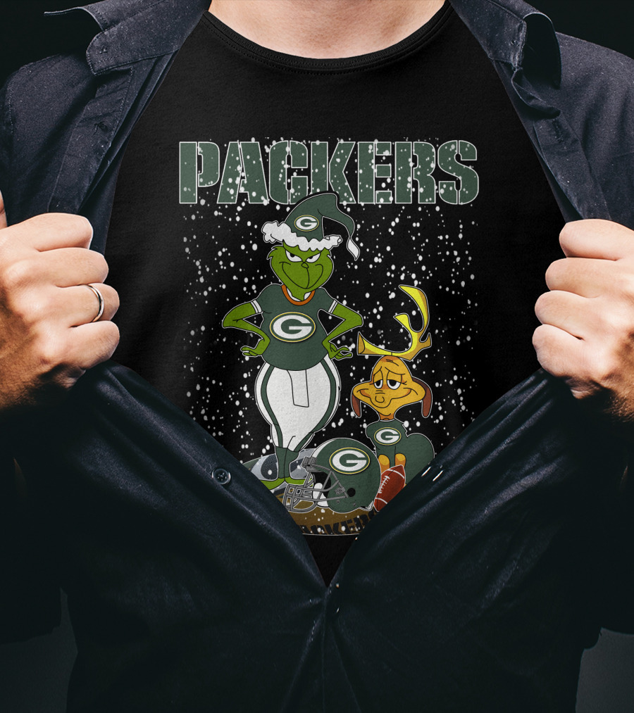 Grinch Packers Christmas Football Green Bay T-Shirt