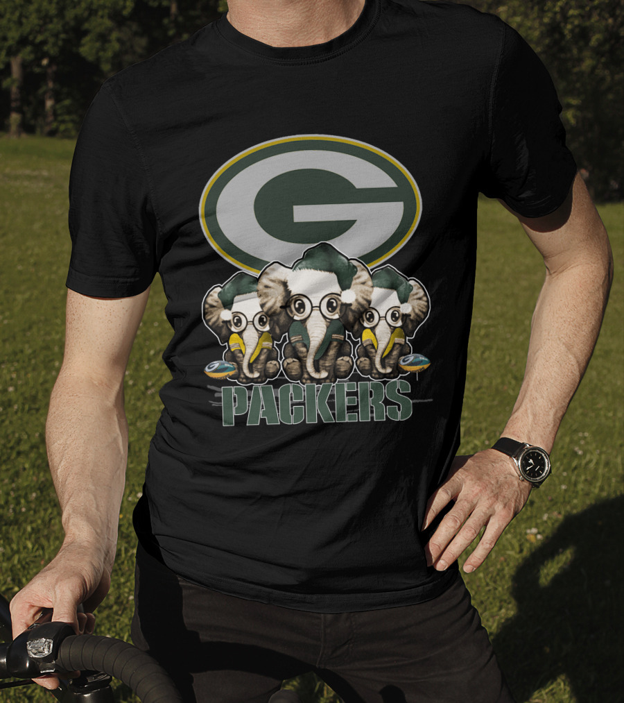 Green Bay Packers Elephants Trio Christmas T-Shirt