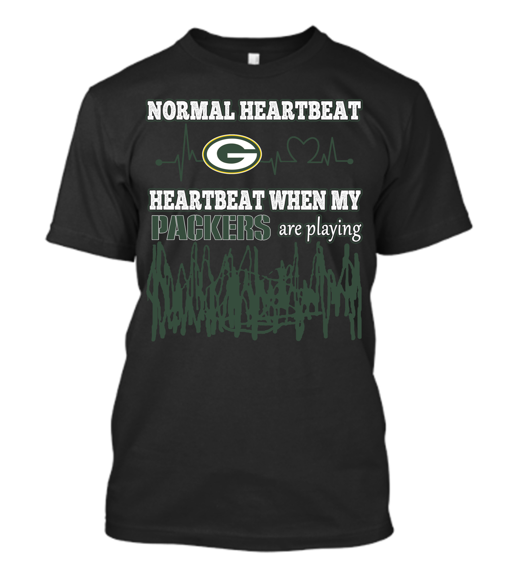 Normal Heartbeat Heartbeat When My Packers Are Playing Green Bay Packers T-Shirt