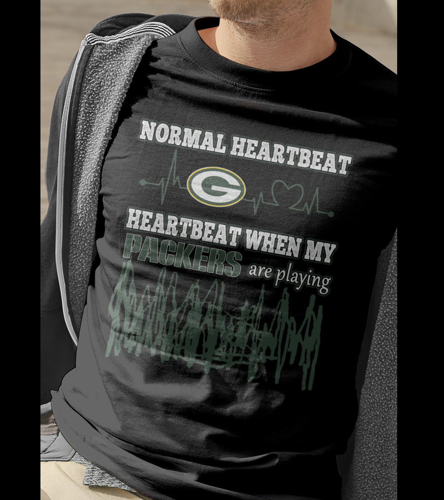 Normal Heartbeat Heartbeat When My Packers Are Playing Green Bay Packers T-Shirt