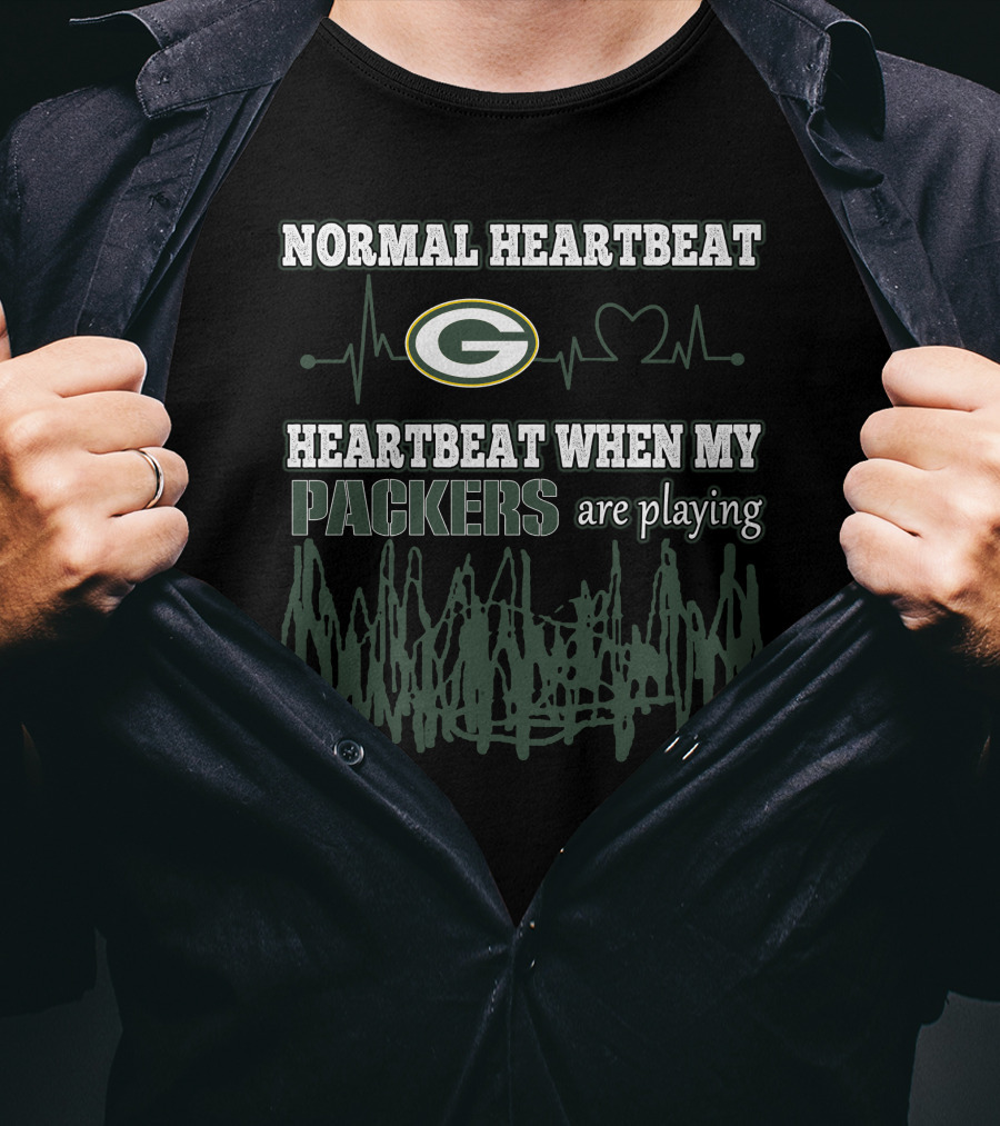 Normal Heartbeat Heartbeat When My Packers Are Playing Green Bay Packers T-Shirt
