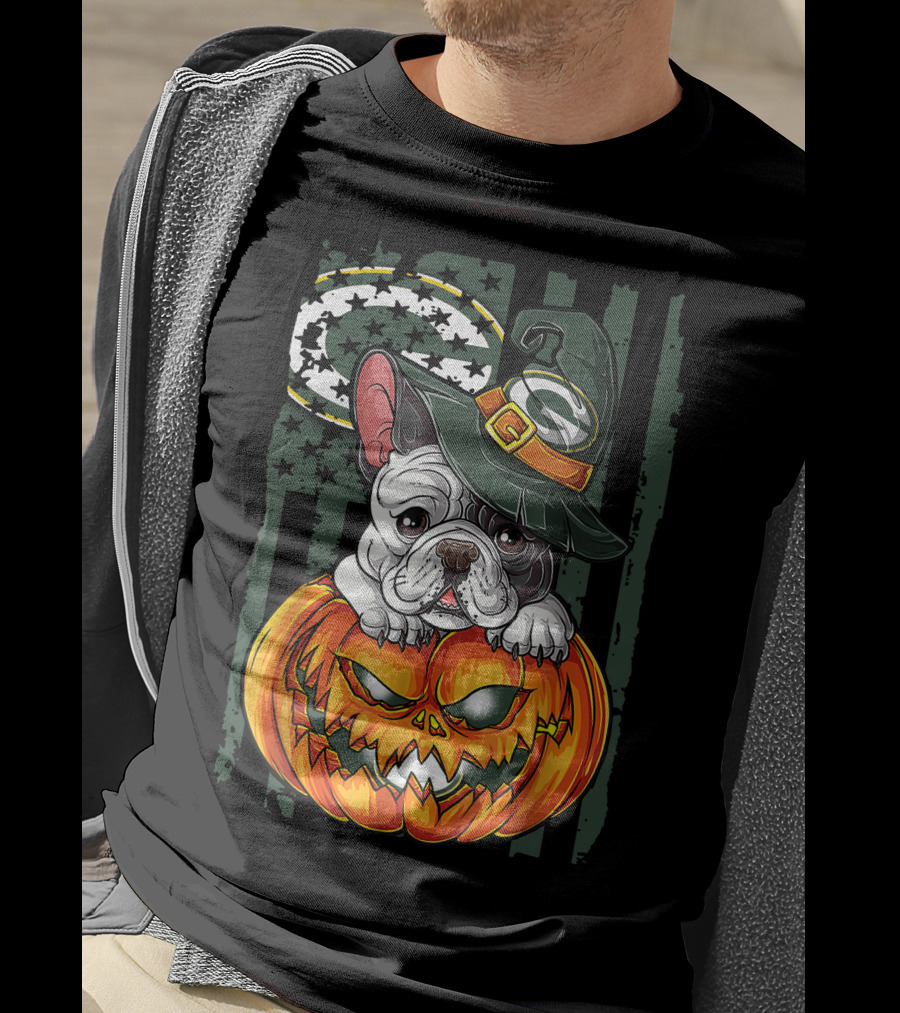 Hlw Bulldog Green Bay Packers Halloween Pumpkin Wizard Hat T-Shirt