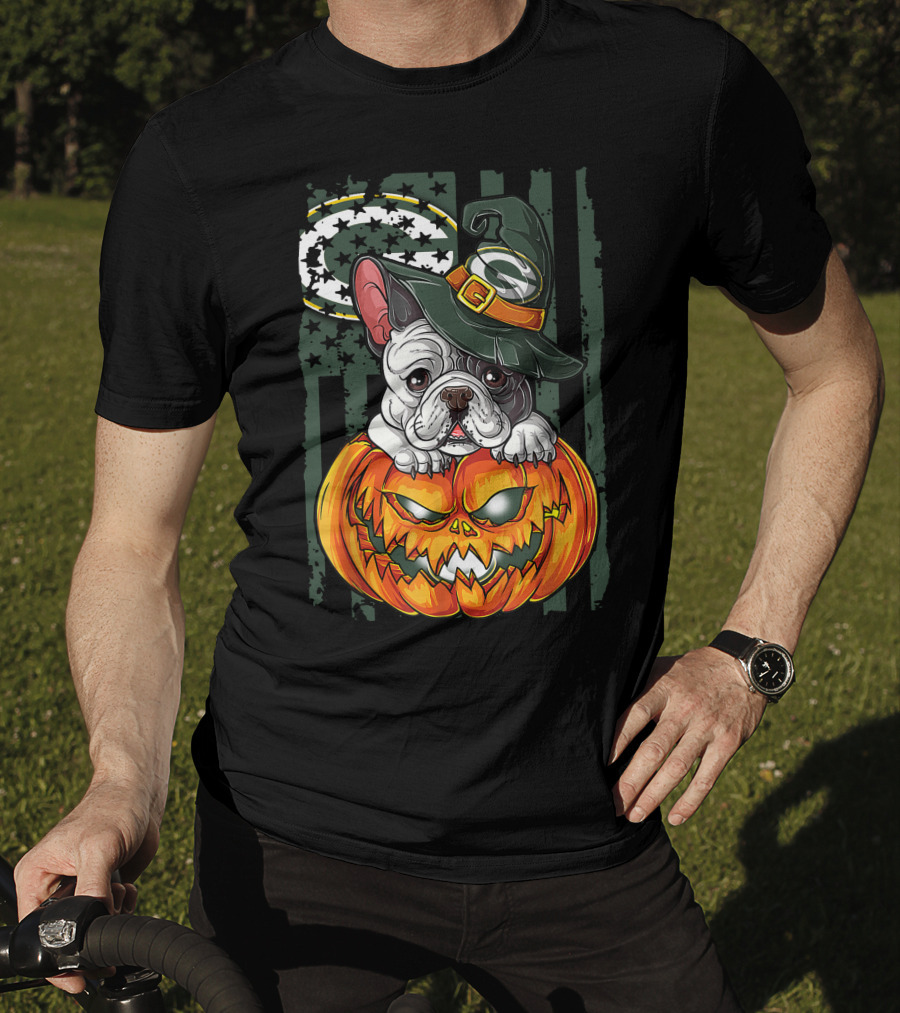 Hlw Bulldog Green Bay Packers Halloween Pumpkin Wizard Hat T-Shirt
