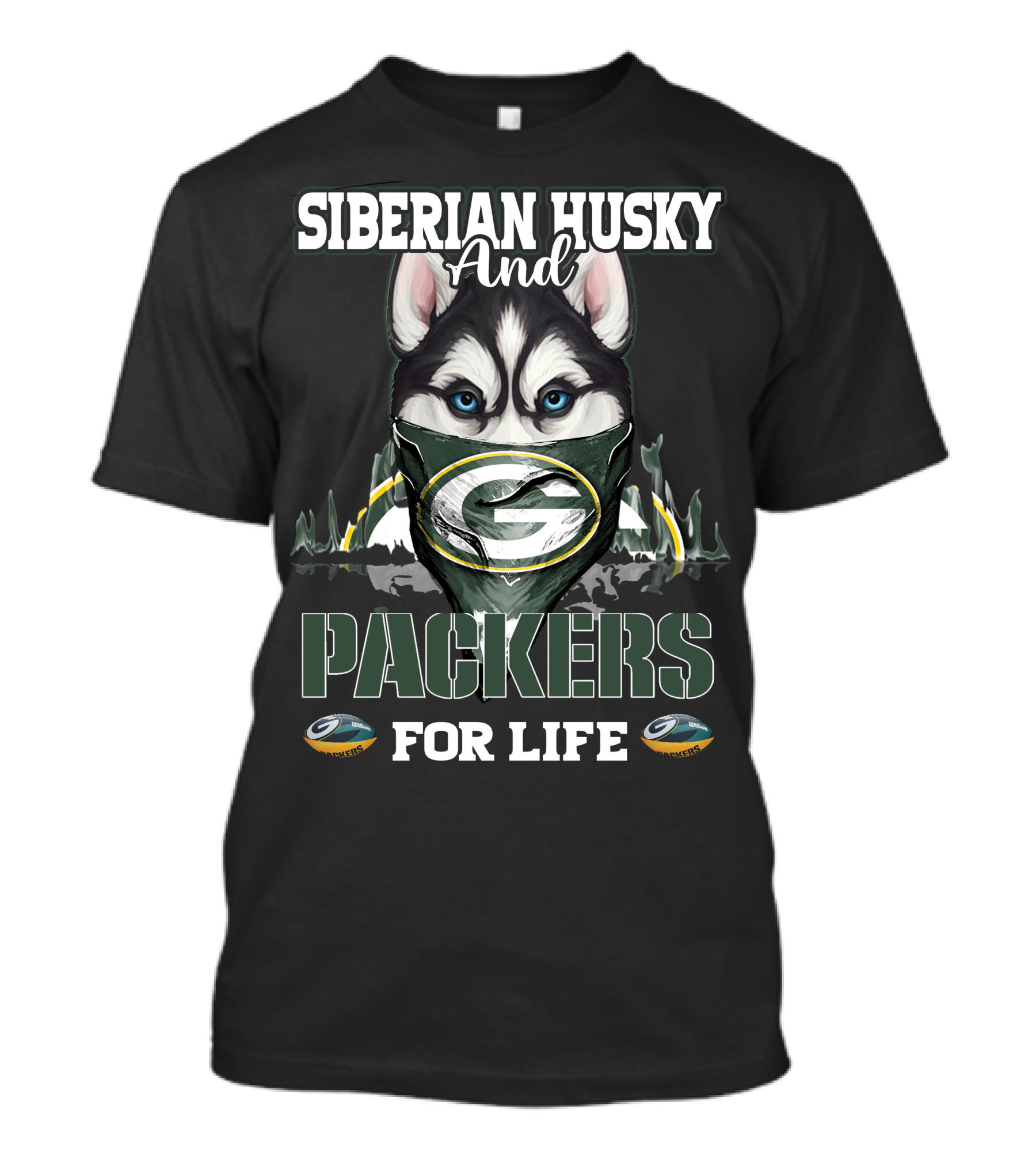 Siberian Husky And Packers For Life T-Shirt