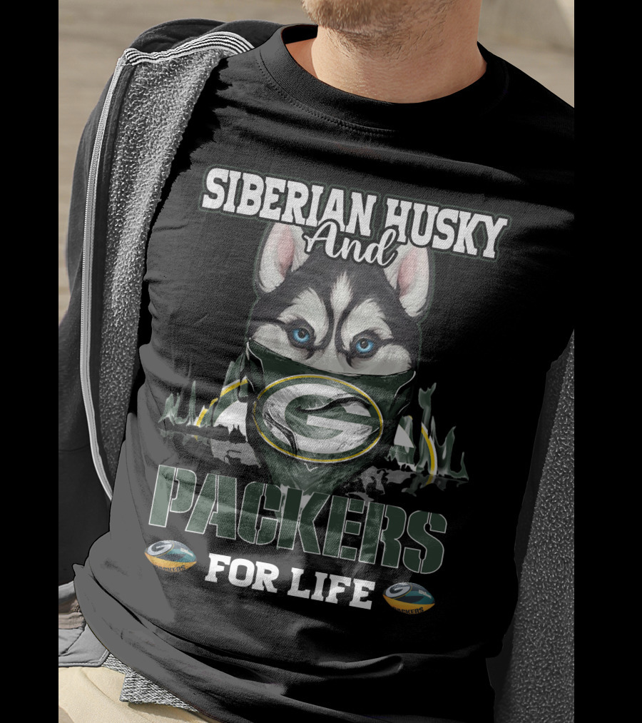 Siberian Husky And Packers For Life T-Shirt