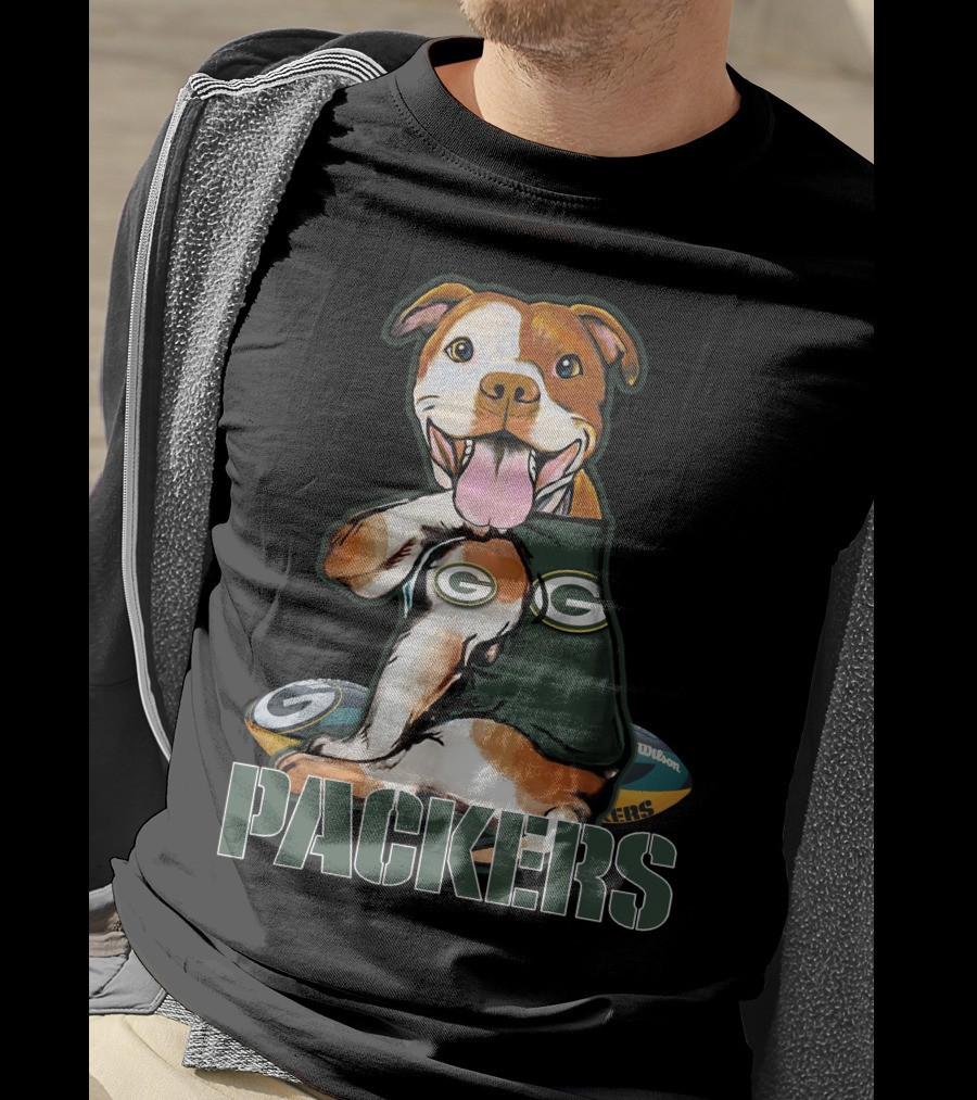 Packers Pitbull With Green Bay Wilson Football T-Shirt