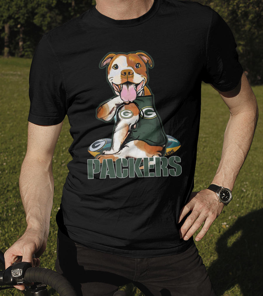 Packers Pitbull With Green Bay Wilson Football T-Shirt