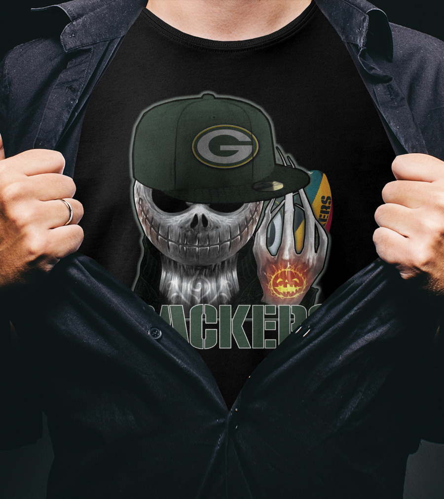 Jackskull Packers Halloween Football Fan T-Shirt