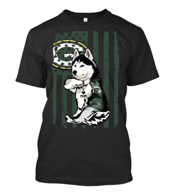 Siberian Husky Green Bay Packers I Love Mom T-Shirt
