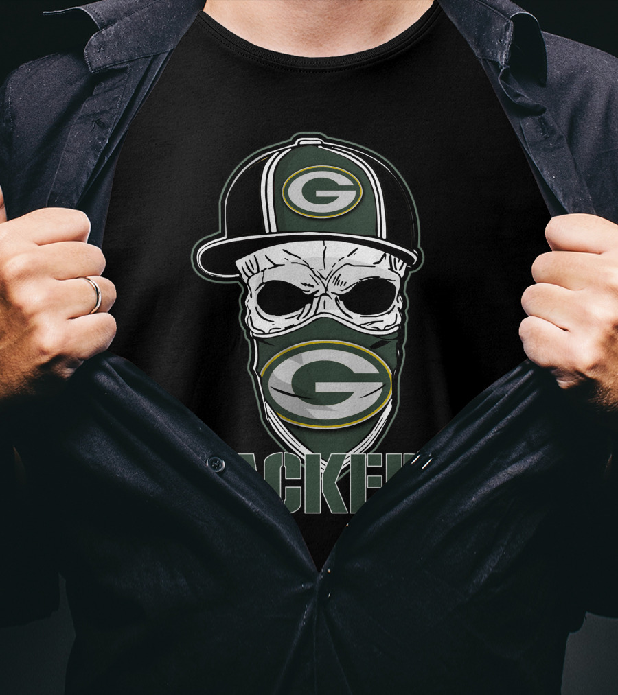 Skull Hat Green Bay Packers G Mask Packers T-Shirt