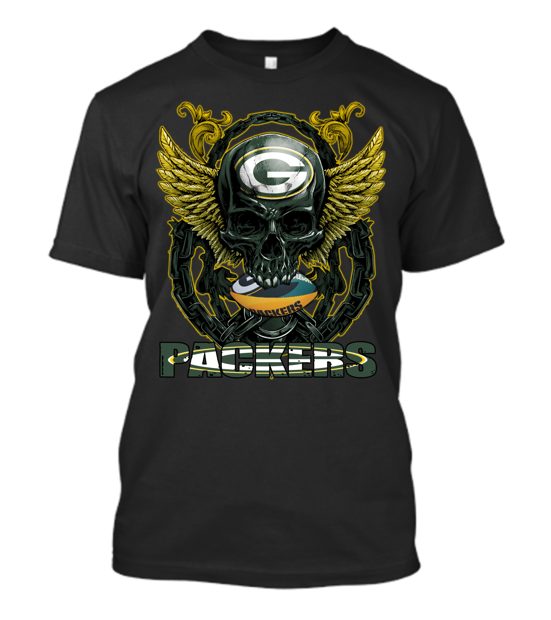Packers Skull With Wings And Football Helmet T-Shirt