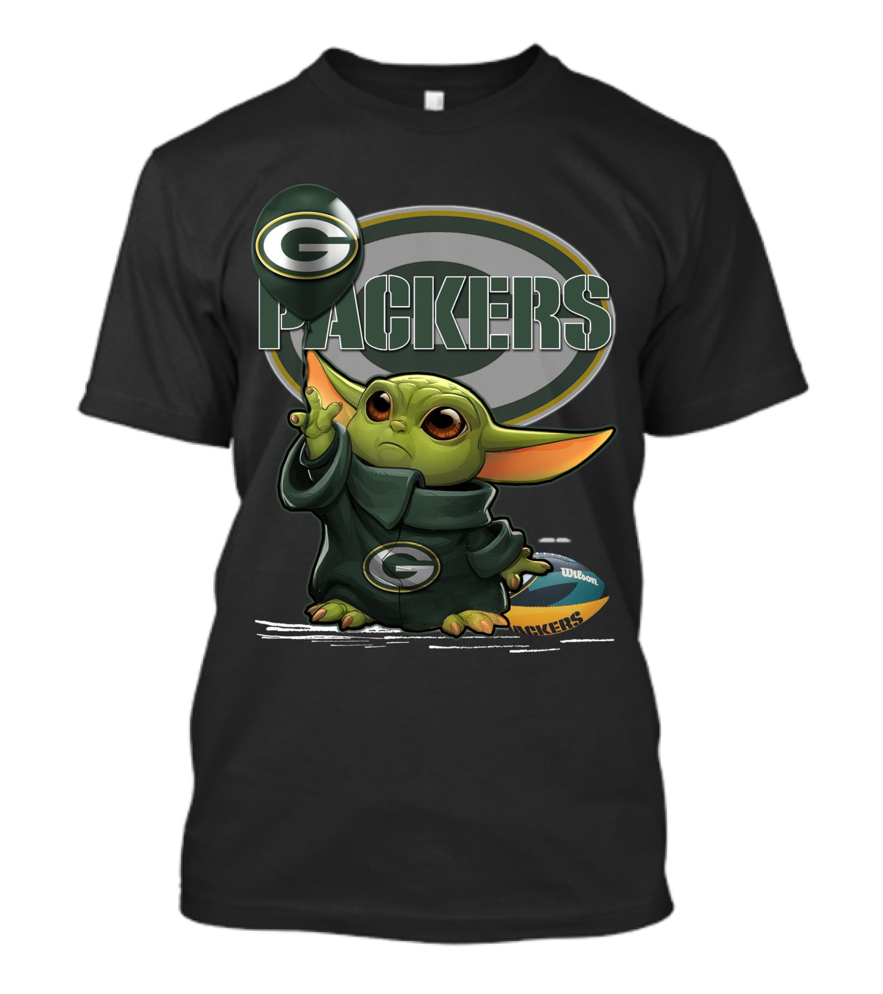 Packers Green Bay Baby Yoda Football Fan T-Shirt