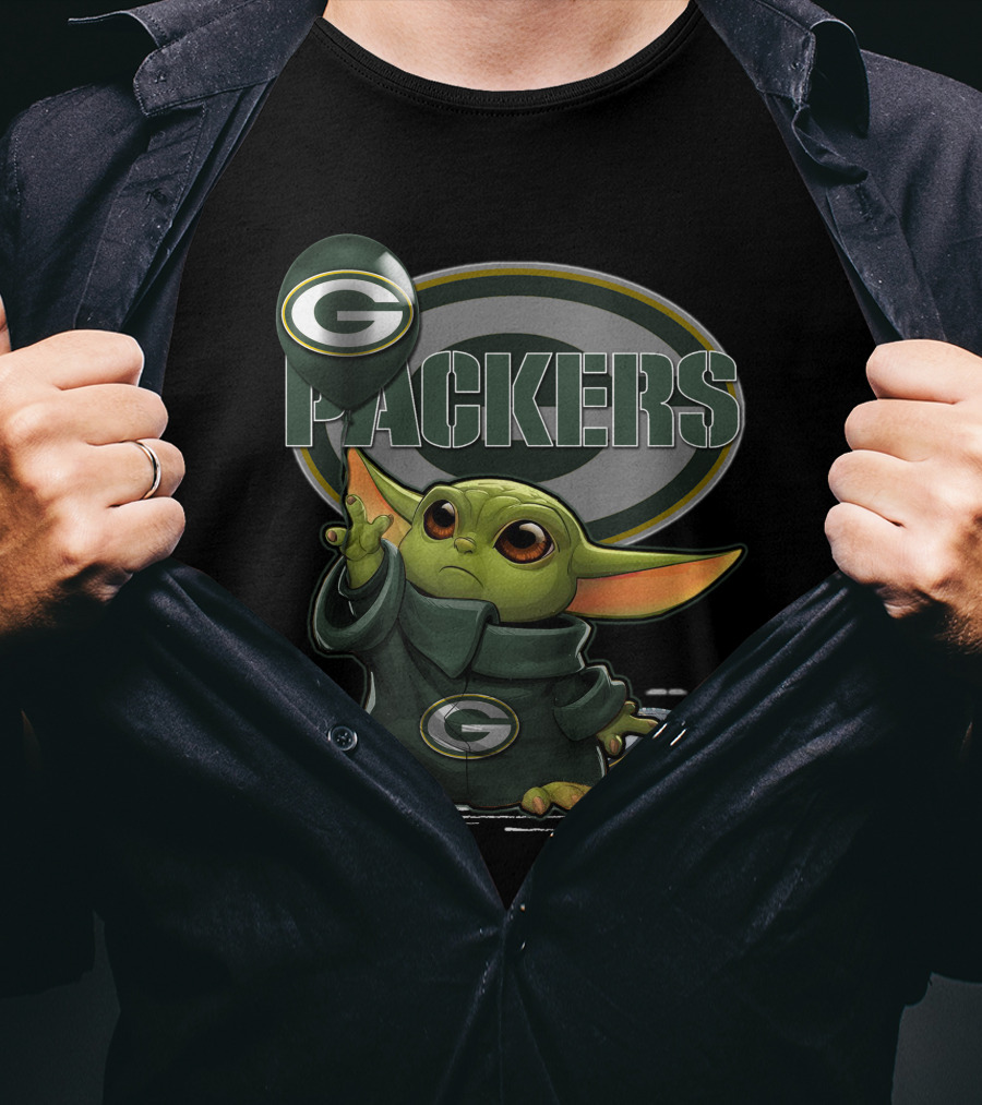 Packers Green Bay Baby Yoda Football Fan T-Shirt