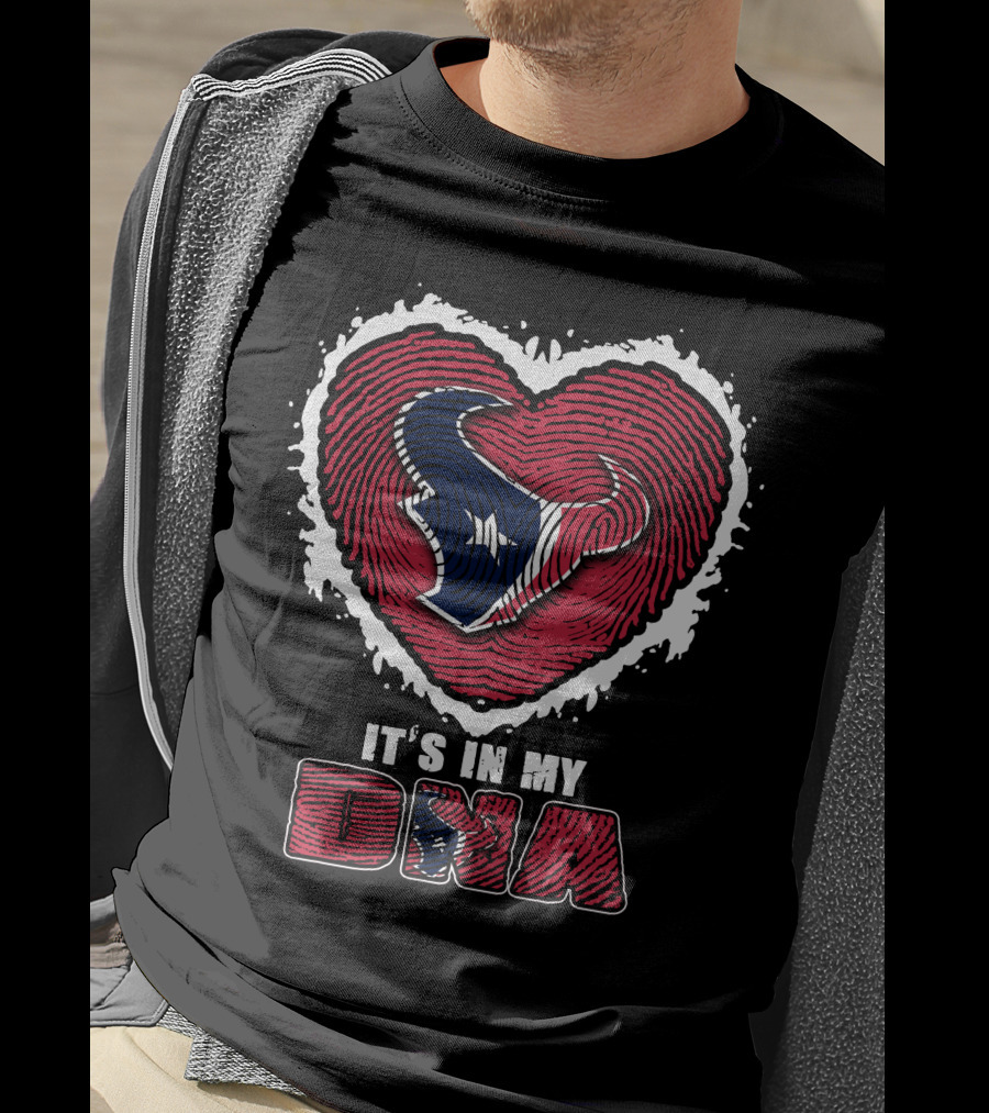 Houston Texans Heart Thumbprint Logo It's In My Dna T-Shirt