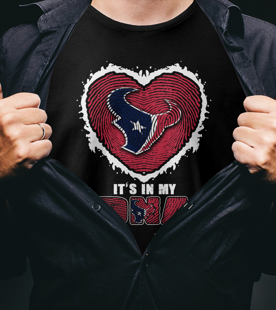 Houston Texans Heart Thumbprint Logo It's In My Dna T-Shirt