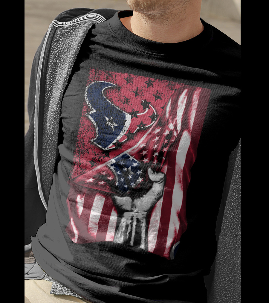 Patriotic Houston Texans Stars And Stripes Flag T-Shirt