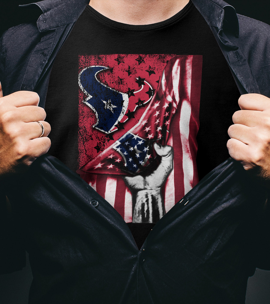 Patriotic Houston Texans Stars And Stripes Flag T-Shirt