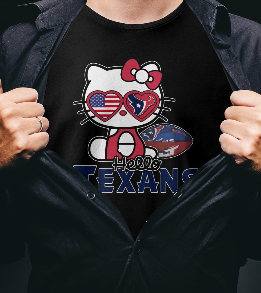 Hello Kitty Houston Texans NFL Heart Eyes Football Fan T-Shirt