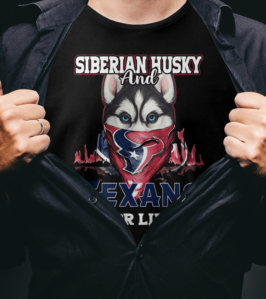 Siberian Husky And Texans For Life T-Shirt