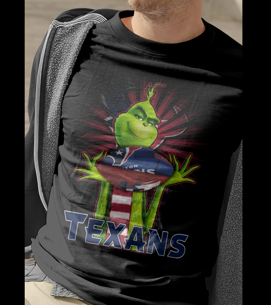 Grinch Holding Houston Texans Football T-Shirt
