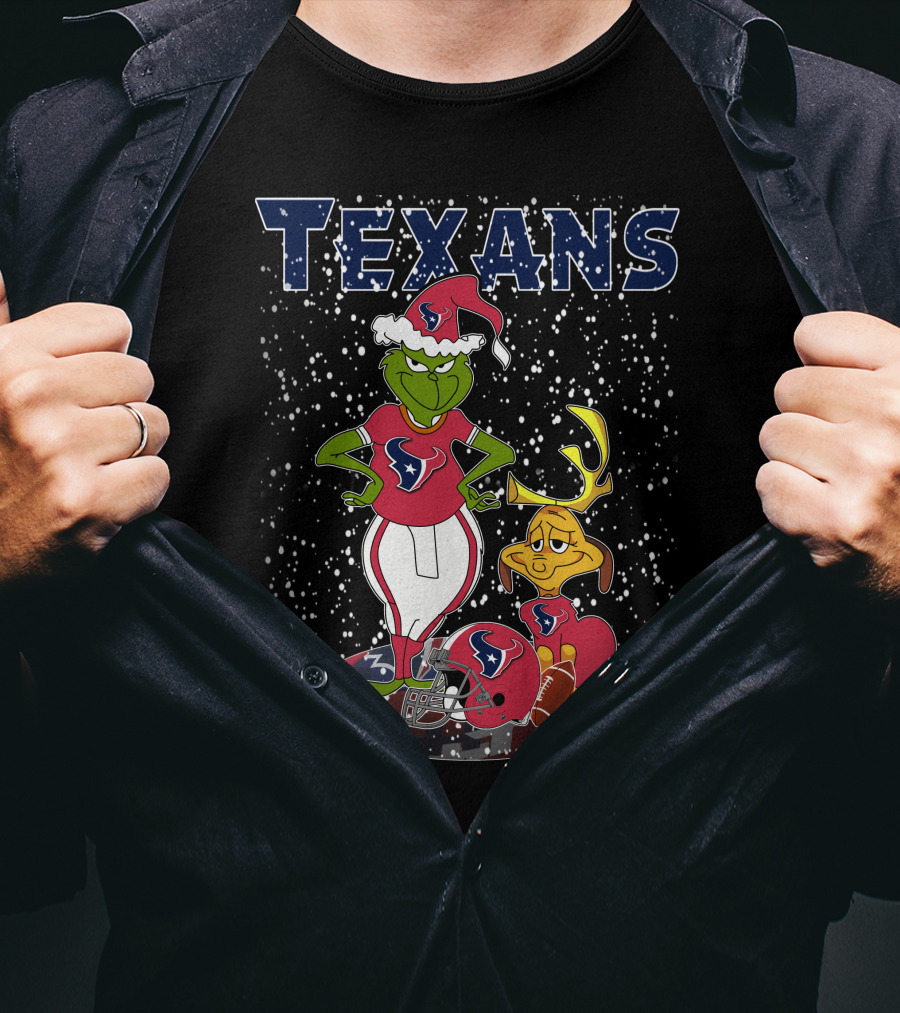 Texans Grinchxmas Festive Football Mashup T-Shirt