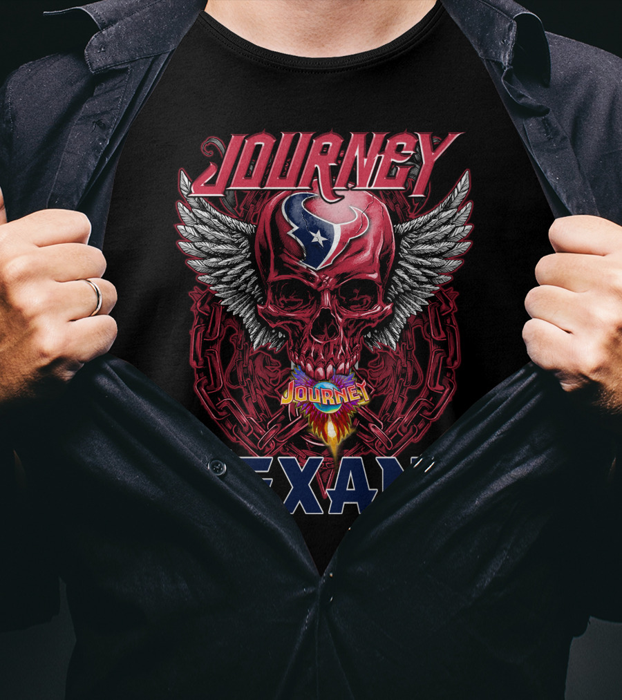 Journey Texans Winged Skull With Houston Logo Motif T-Shirt