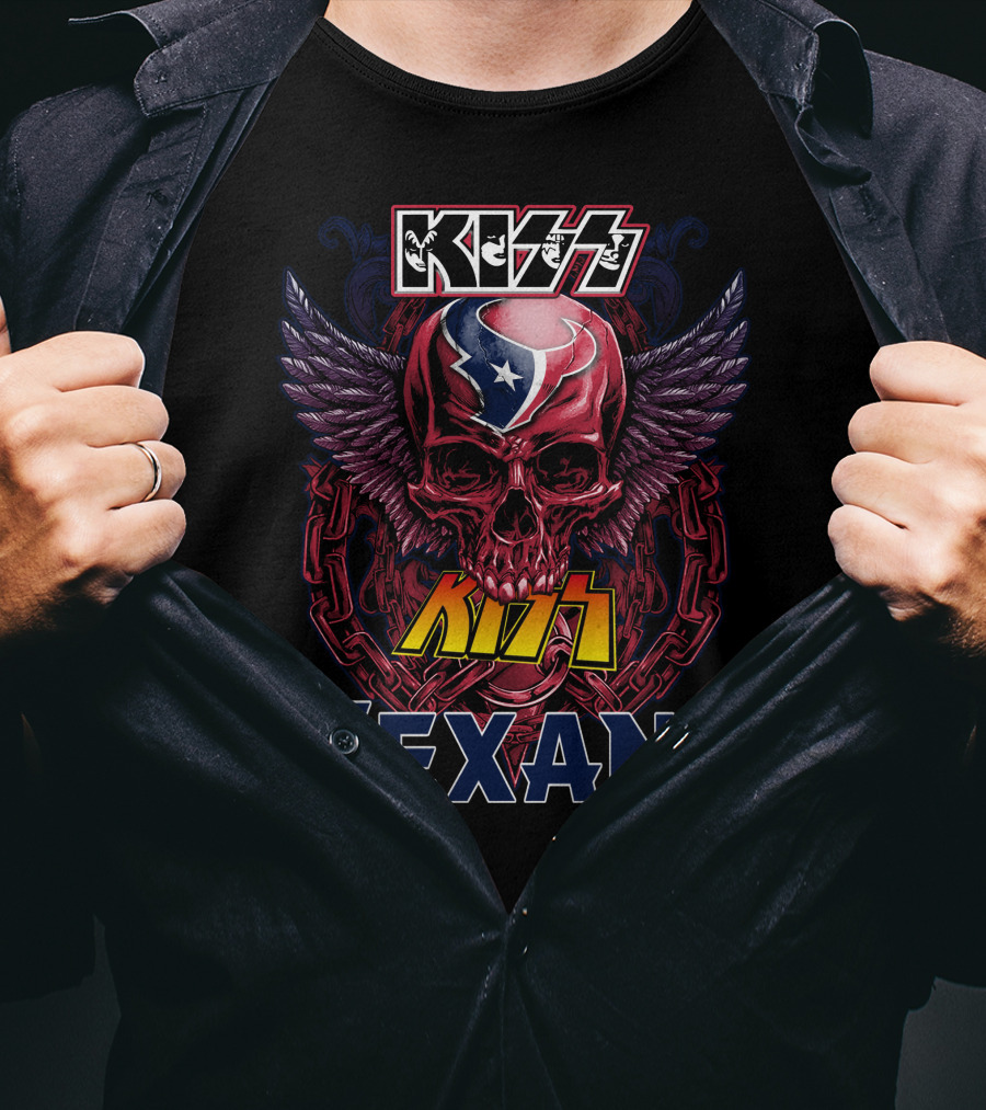 KISS Texans Skull With Wings And Chains T-Shirt