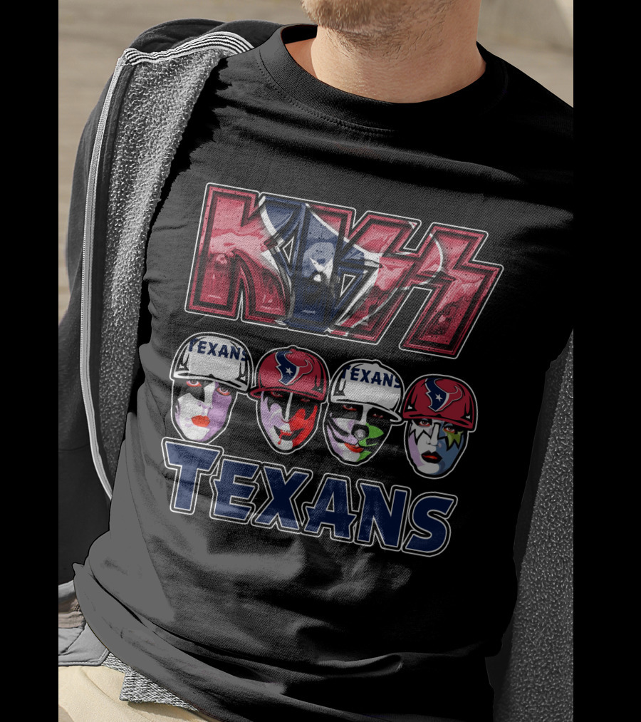 Kiss Houston Texans Rock Band Face Paint Football Fusion T-Shirt