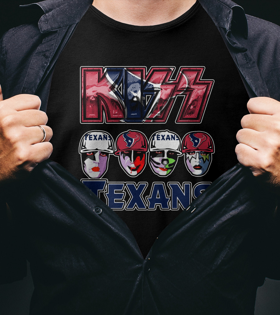 Kiss Houston Texans Rock Band Face Paint Football Fusion T-Shirt